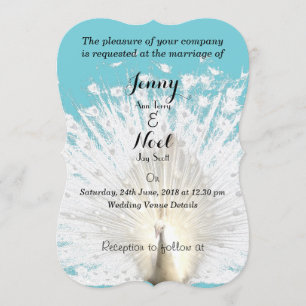 Invitation Le paon blanc élégant fait varier le pas du