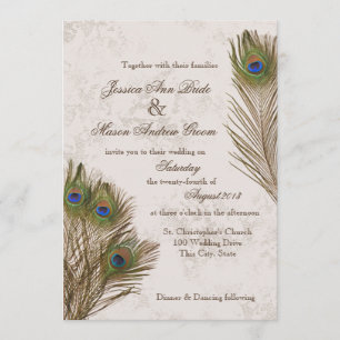 Invitation Le paon fait varier le pas du mariage