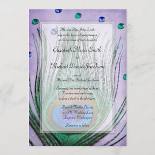 Invitation Le paon vintage Jewels le mariage pourpre