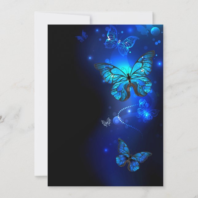 Invitation Le papillon morpho dans l'Arrière - plan sombre (Devant)