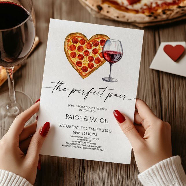 Invitation Le Parfait Pizza Vin Mariage Couples Douche (Créateur téléchargé)