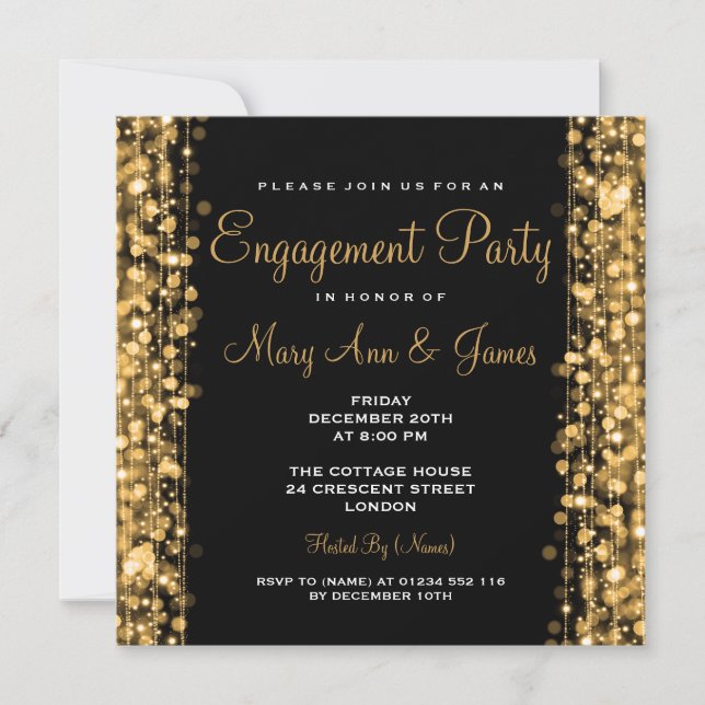 Invitation Le Parti d'engagement Mariage lance l'or (Devant)