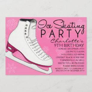 Invitation Le patin rose de baie joint la fête d'anniversaire
