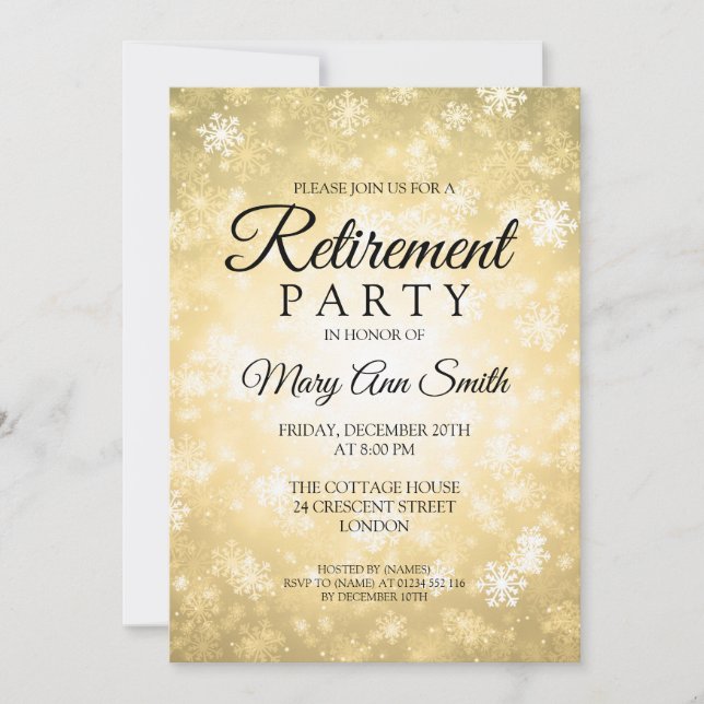 Invitation Le pays des merveilles élégant d'hiver d'or de (Devant)