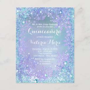 Invitation Le pays des merveilles Pruple Teal Quinceanera