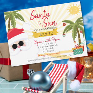 Invitation Le Père Noël au soleil fête d'été Australie Noël