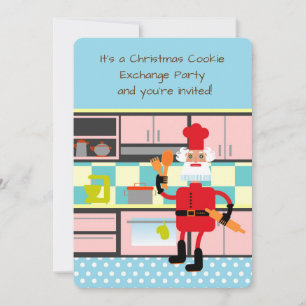 Invitation Le Père Noël cuisine des biscuits de Noël