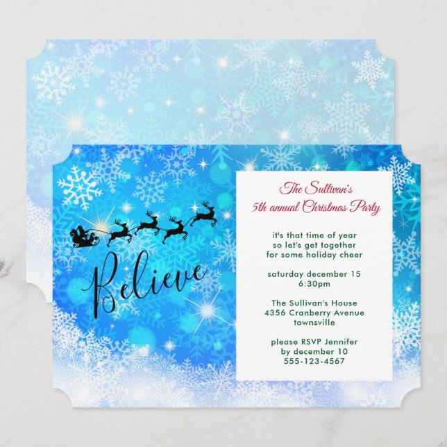 Invitation Le Père Noël et son renne volant (Devant / Derrière)