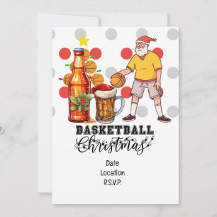 Invitation Le Père Noël joue au basket Noël