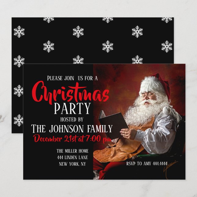 Invitation Le Père Noël lit le livre (Devant / Derrière)