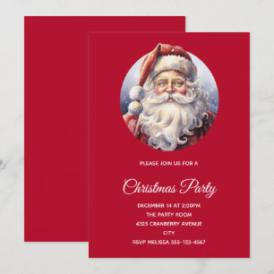 Invitation Le Père Noël rétro dans un Noël Casquette rouge