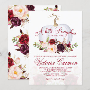 Invitation Le petit Citrouille Marsala et le Baby shower Blus