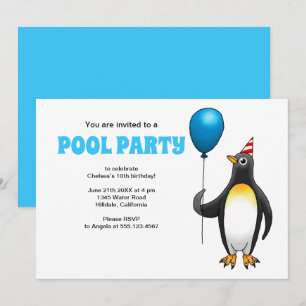 Invitation Le pingouin et le ballon bleu
