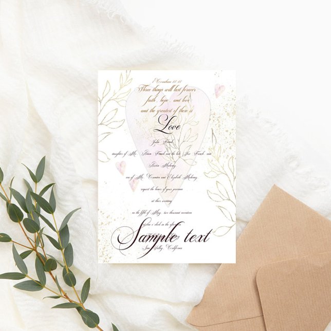 Invitation Le plus grand d'entre eux est Amour/blanc chrétien (Créateur téléchargé)