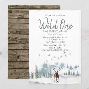 Invitation Le premier anniversaire de la forêt de cerfs de fo