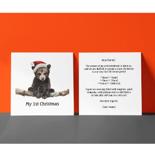 Invitation Le premier Noël de bébé ours, personnalisé