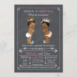 Invitation Le Prince ou la Princesse Révèle le genre afro-amé