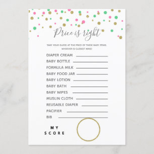 Invitation Le prix est le bon Baby shower de jeux