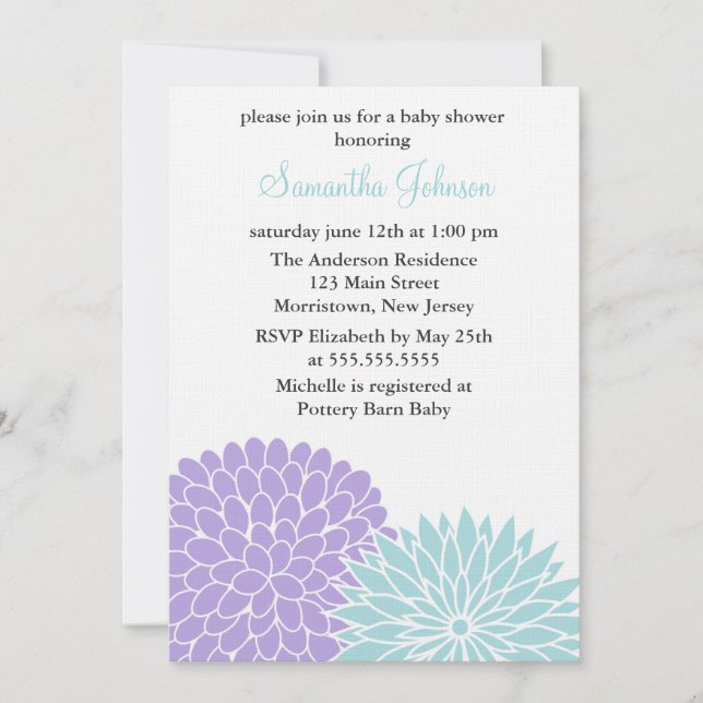Invitation Le ressort fleurit le baby shower (Devant)