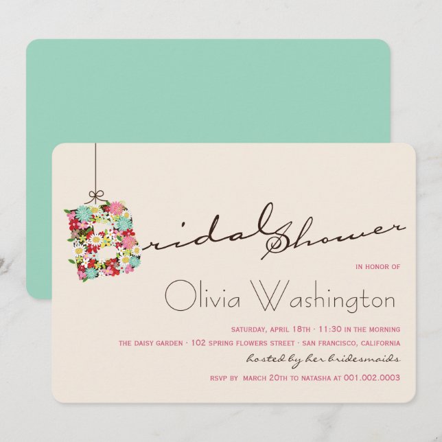 Invitation Le ressort lunatique de B fleurit l'invitation de (Devant / Derrière)