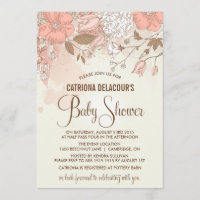 Le ressort vintage fleurit l'invitation de baby
