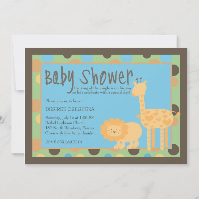 Invitation Le Roi bienvenu baby shower de jungle (Devant)