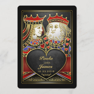 Invitation Le Roi et le Queen Black Gold Vegas avec le Invita
