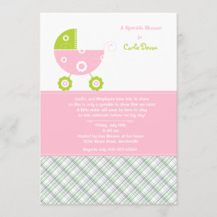 Invitation Le rose de voiture d'enfant arrosent l'invitation