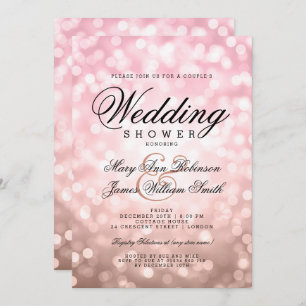 Invitation Le rose de wedding shower de couples rougissent