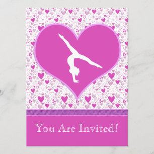 Invitation Le rose divise en lots le gymnaste de coeurs d'o