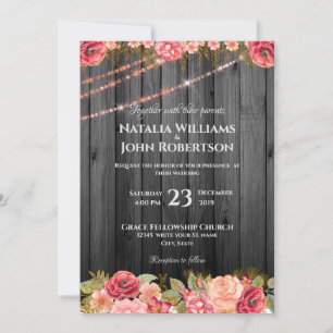 Invitation Le Rose en bois Mariage roumain illumine la flore