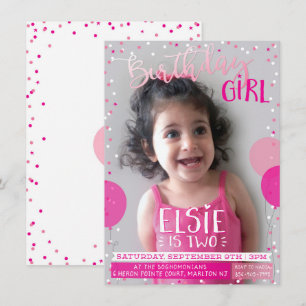 Invitation Le rose mignon d'invitation de FÊTE D'ANNIVERSAIRE