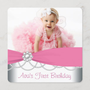 Invitation Le rose perle la fête d'anniversaire de photo de