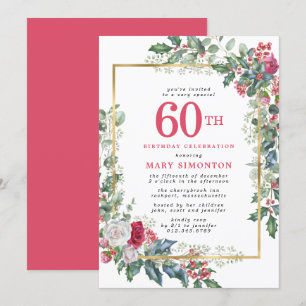 Invitation Le Rose rustique Holly Berries 60e anniversaire