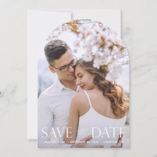 Invitation Le Script V Modern 2 Photo Enregistrer la Date Arc