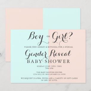 Invitation Le sexe du garçon ou de la fille bleu baby shower 
