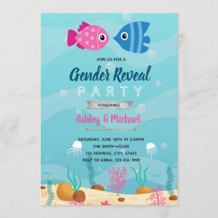 Invitation Le sexe du poisson révèle l'invitation du parti