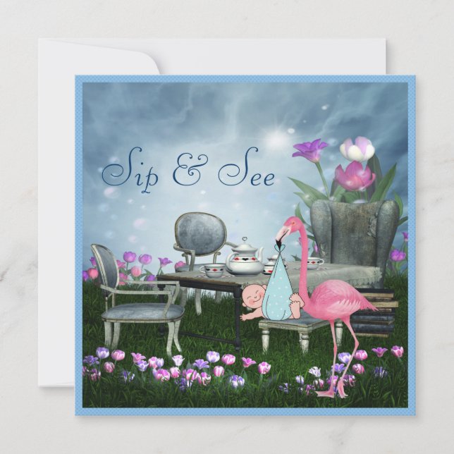 Invitation Le Sip de Flamant rose du pays des merveilles et (Devant)