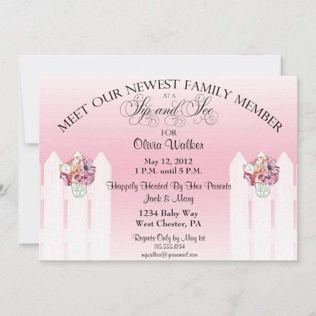 Invitation Le Sip de pot de maçon et voient l'invitation de (Devant)