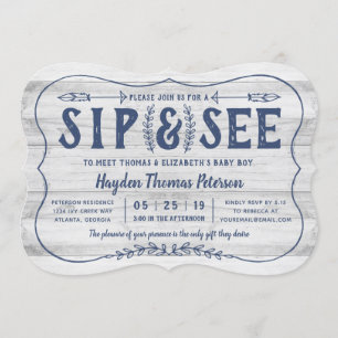 Invitation Le Sip en bois rustique et voient l'invitation de