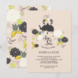 Invitation Le Sip floral chic d'oiseaux de fleurs et voient