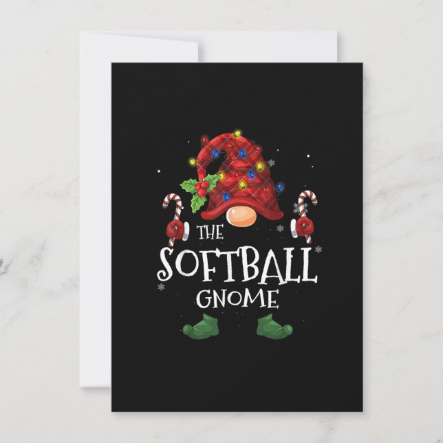 Invitation Le softball Gnome Buffalo Plaid Christmas Tree Li (Devant)