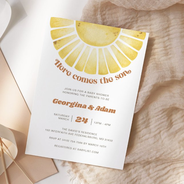 Invitation Le Soleil Est Là Le Baby shower Son Boho (Créateur téléchargé)