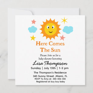 Invitation Le Soleil Souriant Est Le Baby shower Soleil