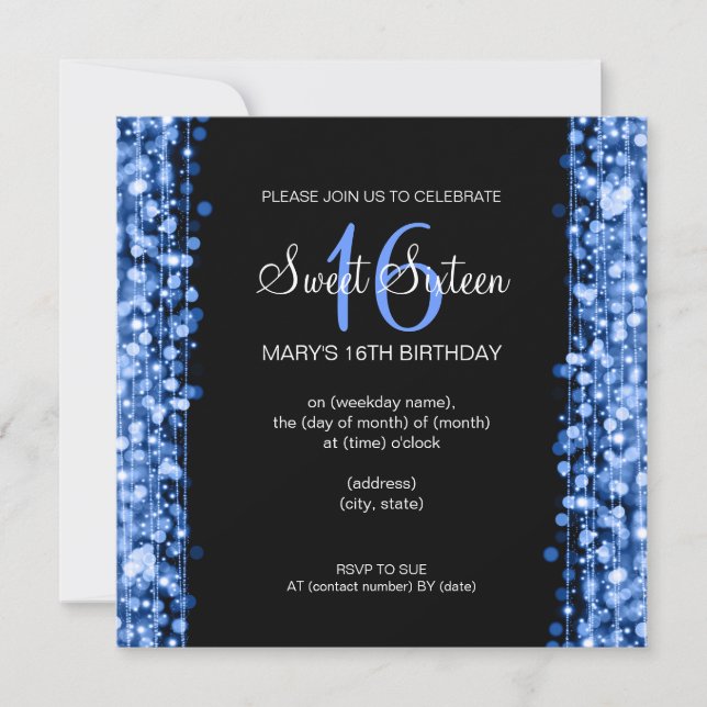 Invitation Le Sweet sixteen du parti Sparkings Blue (Devant)