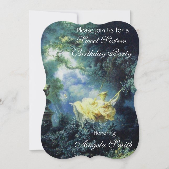 Invitation LE SWING, SWEET 16 ANNIVERSAIRE FÊTE Bleu Jaune (Devant)