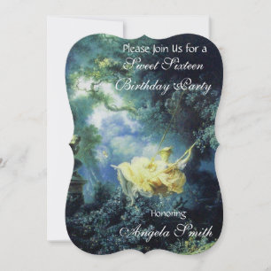 Invitation LE SWING, SWEET 16 ANNIVERSAIRE FÊTE Bleu Jaune