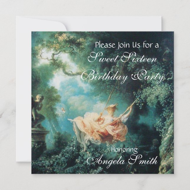 Invitation LE SWING, SWEET SIXTEEN PARTY Gold Metallic (Devant)