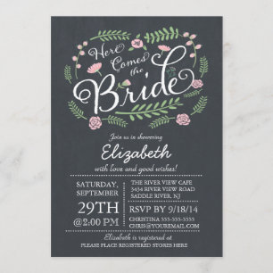 Invitation Le tableau moderne ici vient la jeune mariée