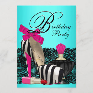 Invitation Le talon haut chausse la partie bleue et rose
